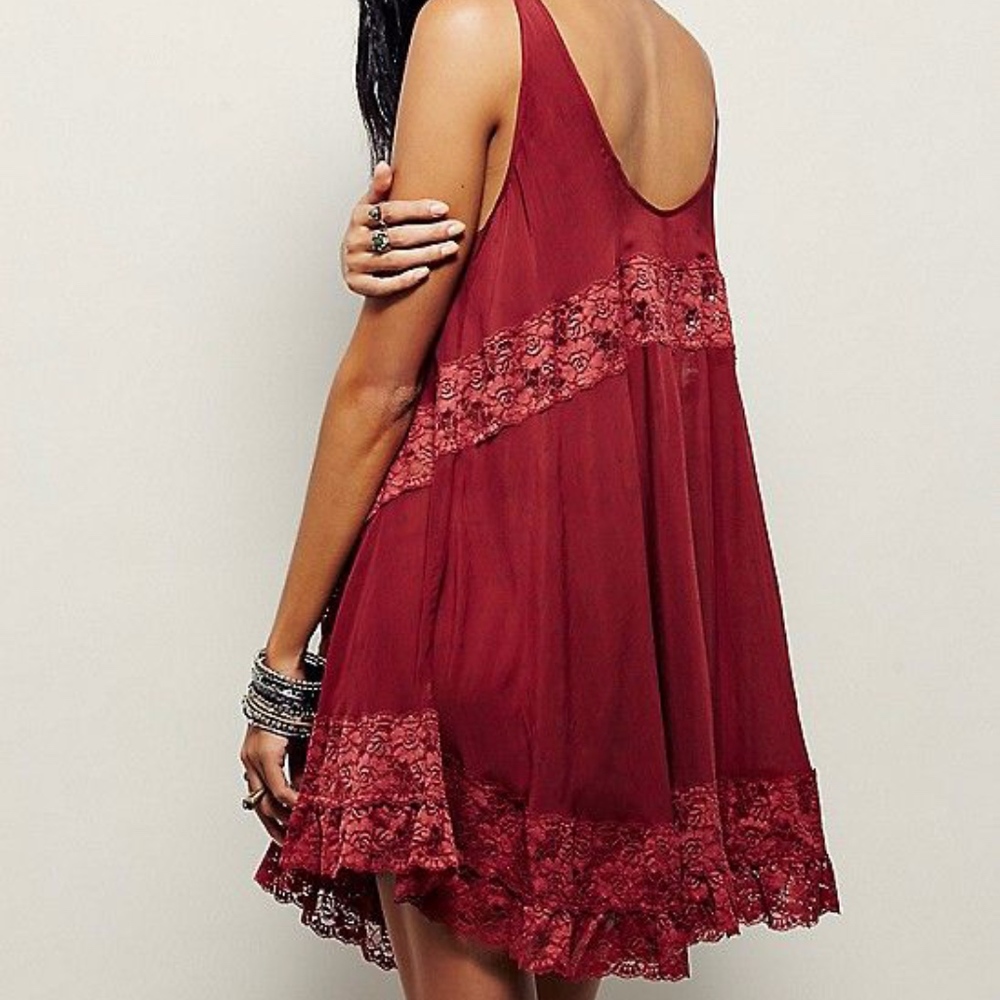 Free People She Swings Slip Maroon Red Small